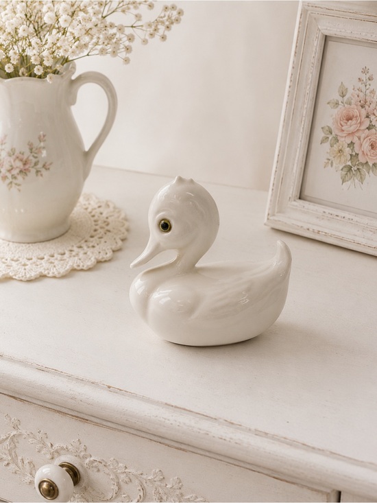 Vintage Other - Vintage White Ceramic Duck Figurine Country Cottage Farmhouse Shelf Decor 1990s
